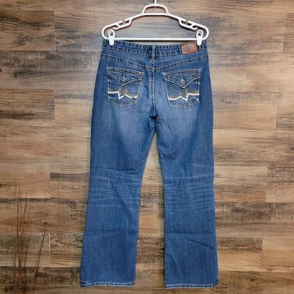 Maurices Jeans 6 S Curvy Flare Button Flap Thick Stitch Medium Light Stretch - Picture 1 of 11